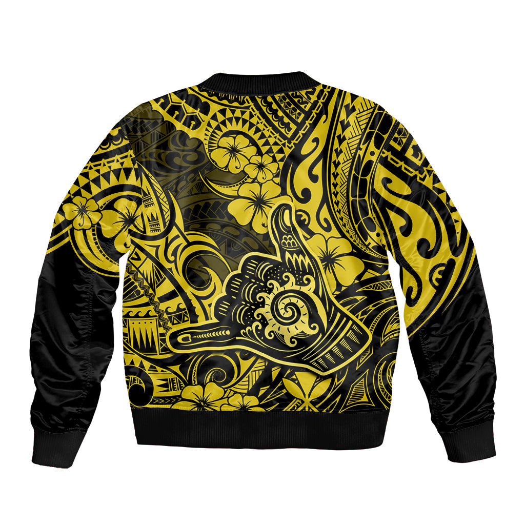 Hawaii Shaka Sign Bomber Jacket Polynesian Pattern Yellow Version LT01 - Polynesian Pride