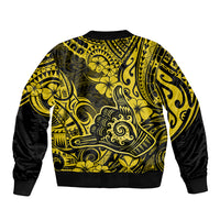 Hawaii Shaka Sign Bomber Jacket Polynesian Pattern Yellow Version LT01 - Polynesian Pride