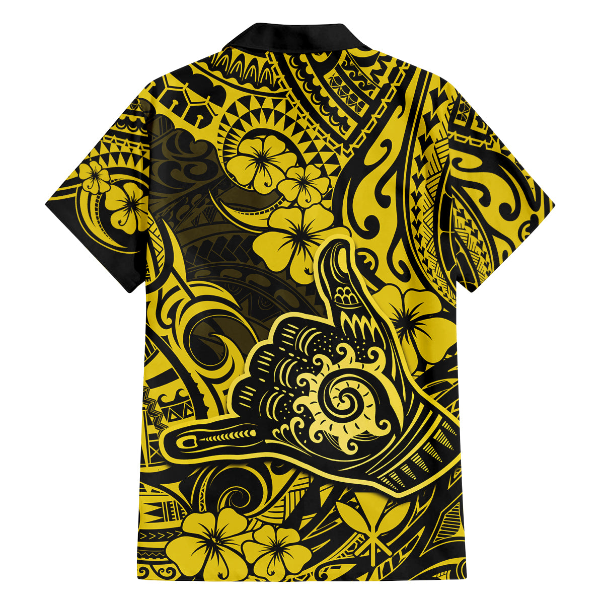 Hawaii Shaka Sign Family Matching Long Sleeve Bodycon Dress and Hawaiian Shirt Polynesian Pattern Yellow Version LT01 - Polynesian Pride