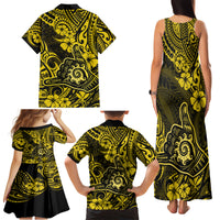 Hawaii Shaka Sign Family Matching Tank Maxi Dress and Hawaiian Shirt Polynesian Pattern Yellow Version LT01 - Polynesian Pride