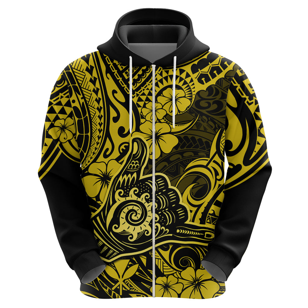 Hawaii Shaka Sign Hoodie Polynesian Pattern Yellow Version LT01 - Polynesian Pride