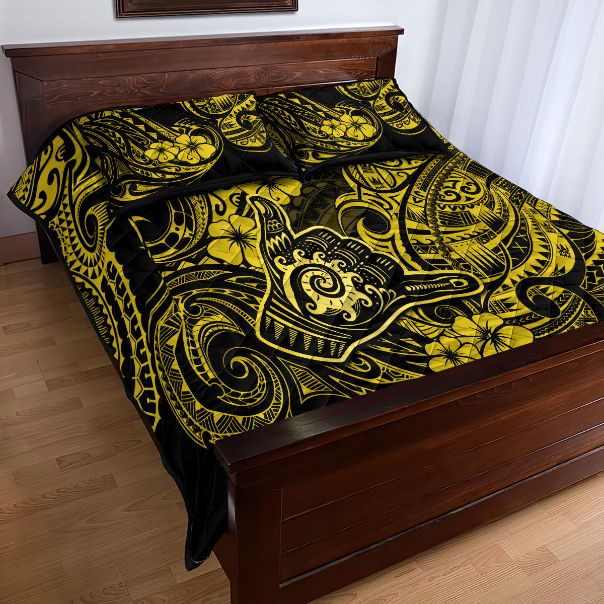 Hawaii Shaka Sign Quilt Bed Set Polynesian Pattern Yellow Version LT01 - Polynesian Pride