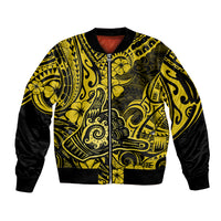 Hawaii Shaka Sign Sleeve Zip Bomber Jacket Polynesian Pattern Yellow Version LT01 Unisex Yellow - Polynesian Pride