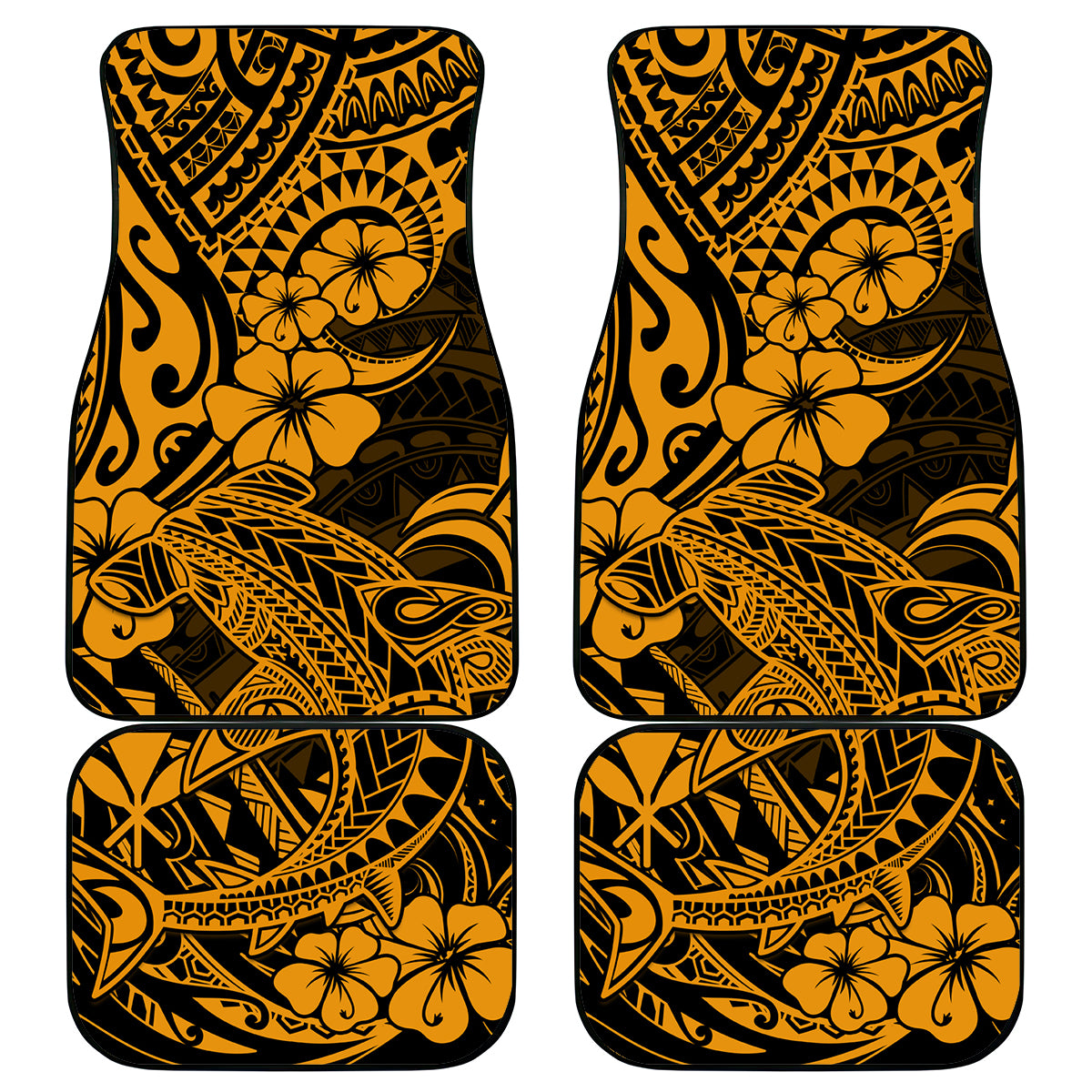 Hawaii Shark Car Mats Polynesian Pattern Gold Version LT01 Gold - Polynesian Pride