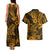 Hawaii Shark Couples Matching Tank Maxi Dress and Hawaiian Shirt Polynesian Pattern Gold Version LT01 - Polynesian Pride