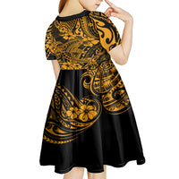 Hawaii Shark Kid Short Sleeve Dress Polynesian Pattern Gold Version LT01 - Polynesian Pride