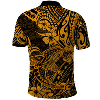 Hawaii Shark Polo Shirt Polynesian Pattern Gold Version LT01 - Polynesian Pride