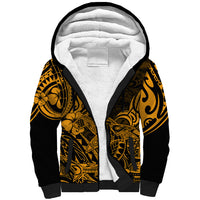 Hawaii Shark Sherpa Hoodie Polynesian Pattern Gold Version LT01 Unisex Gold - Polynesian Pride