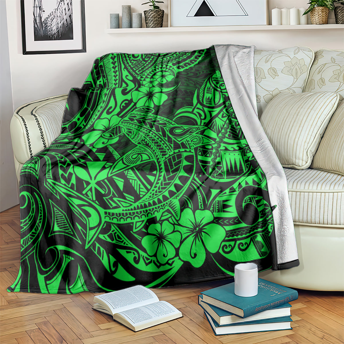 Hawaii Shark Blanket Polynesian Pattern Green Version LT01 - Polynesian Pride