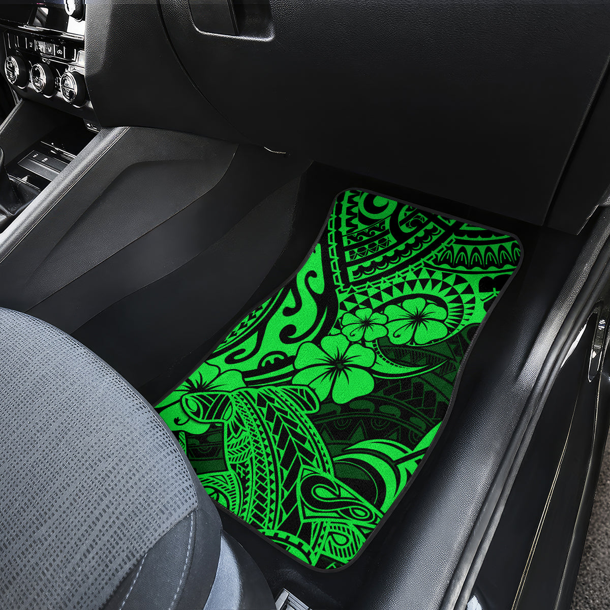 Hawaii Shark Car Mats Polynesian Pattern Green Version LT01 - Polynesian Pride