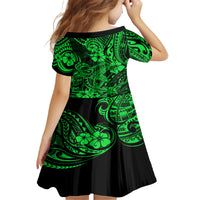 Hawaii Shark Kid Short Sleeve Dress Polynesian Pattern Green Version LT01 - Polynesian Pride