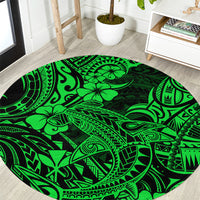 Hawaii Shark Round Carpet Polynesian Pattern Green Version LT01 Green - Polynesian Pride
