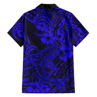 Hawaii Shark Hawaiian Shirt Polynesian Pattern Navy Blue Version LT01 - Polynesian Pride