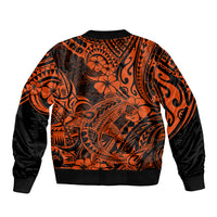 Hawaii Shark Bomber Jacket Polynesian Pattern Orange Version LT01 - Polynesian Pride