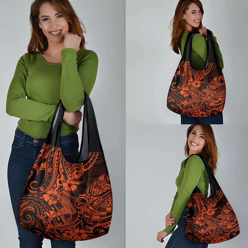Hawaii Shark Grocery Bag Polynesian Pattern Orange Version