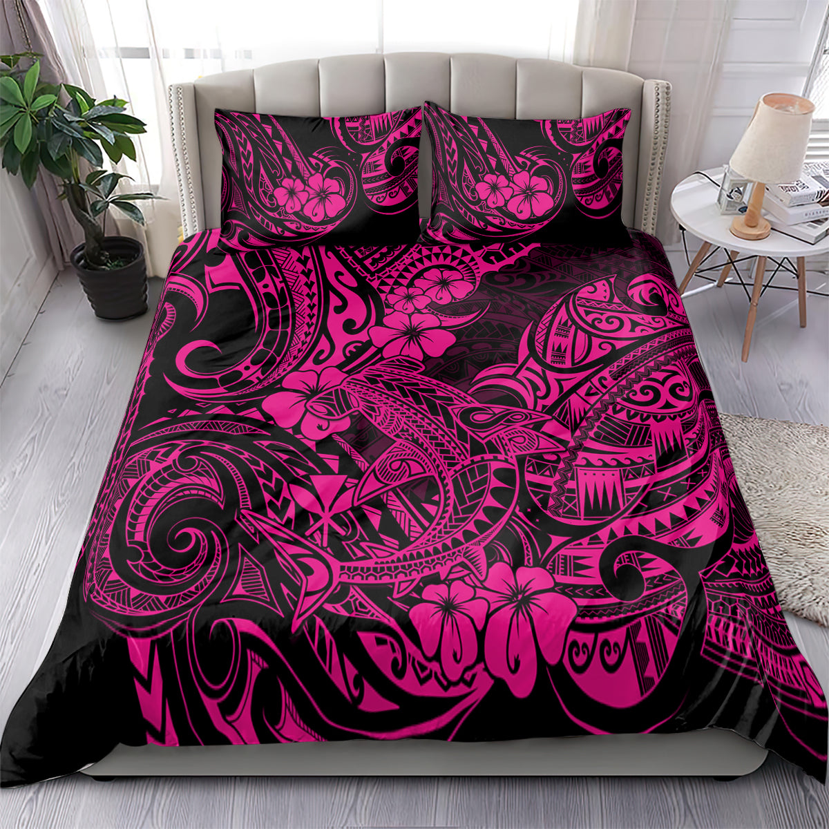Hawaii Shark Bedding Set Polynesian Pattern Pink Version LT01 - Polynesian Pride