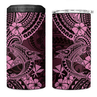 Hawaii Shark 4 in 1 Can Cooler Tumbler Polynesian Pattern Pink Version