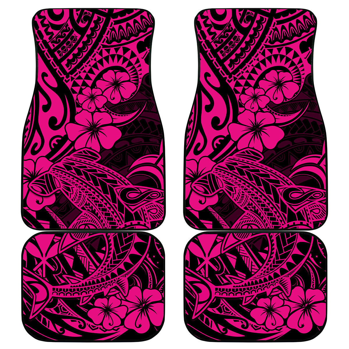 Hawaii Shark Car Mats Polynesian Pattern Pink Version LT01 Pink - Polynesian Pride