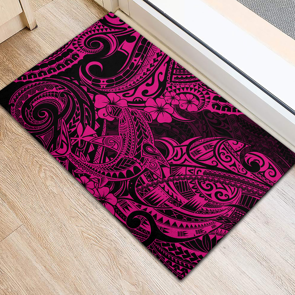 Hawaii Shark Rubber Doormat Polynesian Pattern Pink Version LT01 - Polynesian Pride