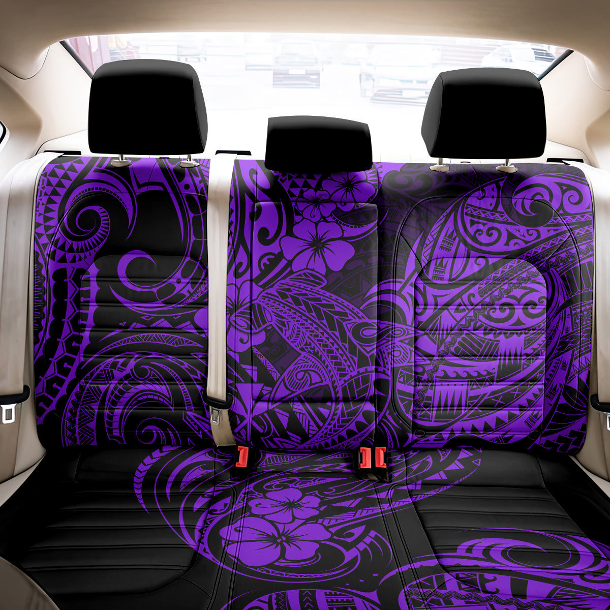 Hawaii Shark Back Car Seat Cover Polynesian Pattern Purple Version