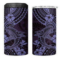 Hawaii Shark 4 in 1 Can Cooler Tumbler Polynesian Pattern Purple Version