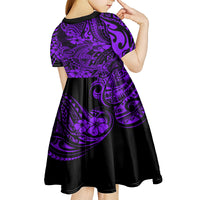 Hawaii Shark Kid Short Sleeve Dress Polynesian Pattern Purple Version LT01 - Polynesian Pride