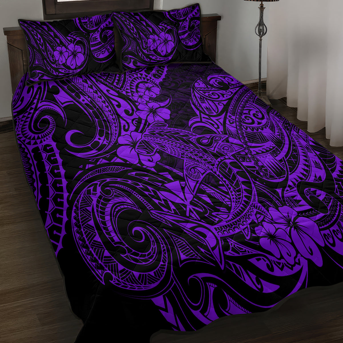 Hawaii Shark Quilt Bed Set Polynesian Pattern Purple Version LT01 - Polynesian Pride