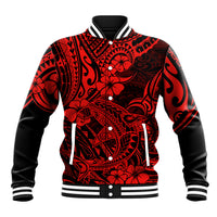 Hawaii Shark Baseball Jacket Polynesian Pattern Red Version LT01 Unisex Red - Polynesian Pride