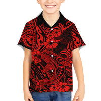 Hawaii Shark Kid Hawaiian Shirt Polynesian Pattern Red Version LT01 Kid Red - Polynesian Pride