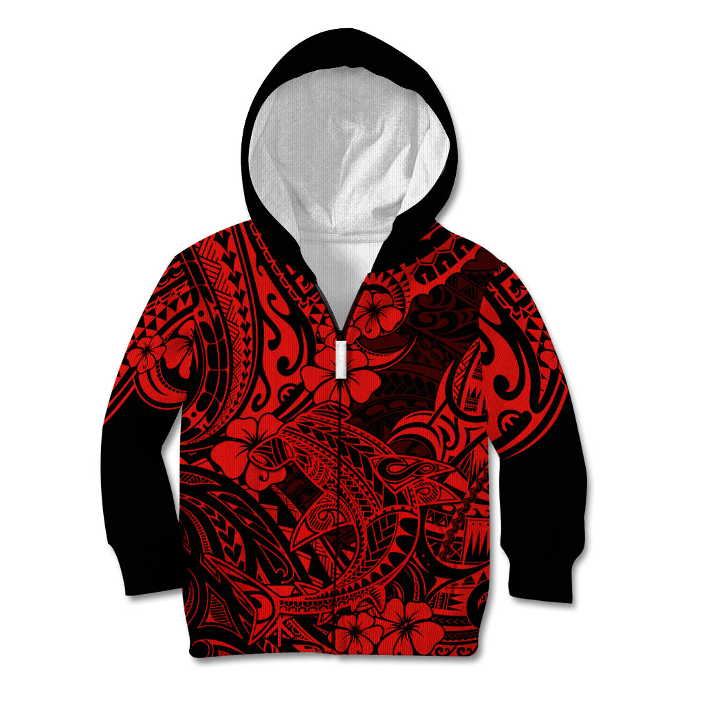 Hawaii Shark Kid Hoodie Polynesian Pattern Red Version LT01 - Polynesian Pride
