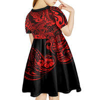 Hawaii Shark Kid Short Sleeve Dress Polynesian Pattern Red Version LT01 - Polynesian Pride