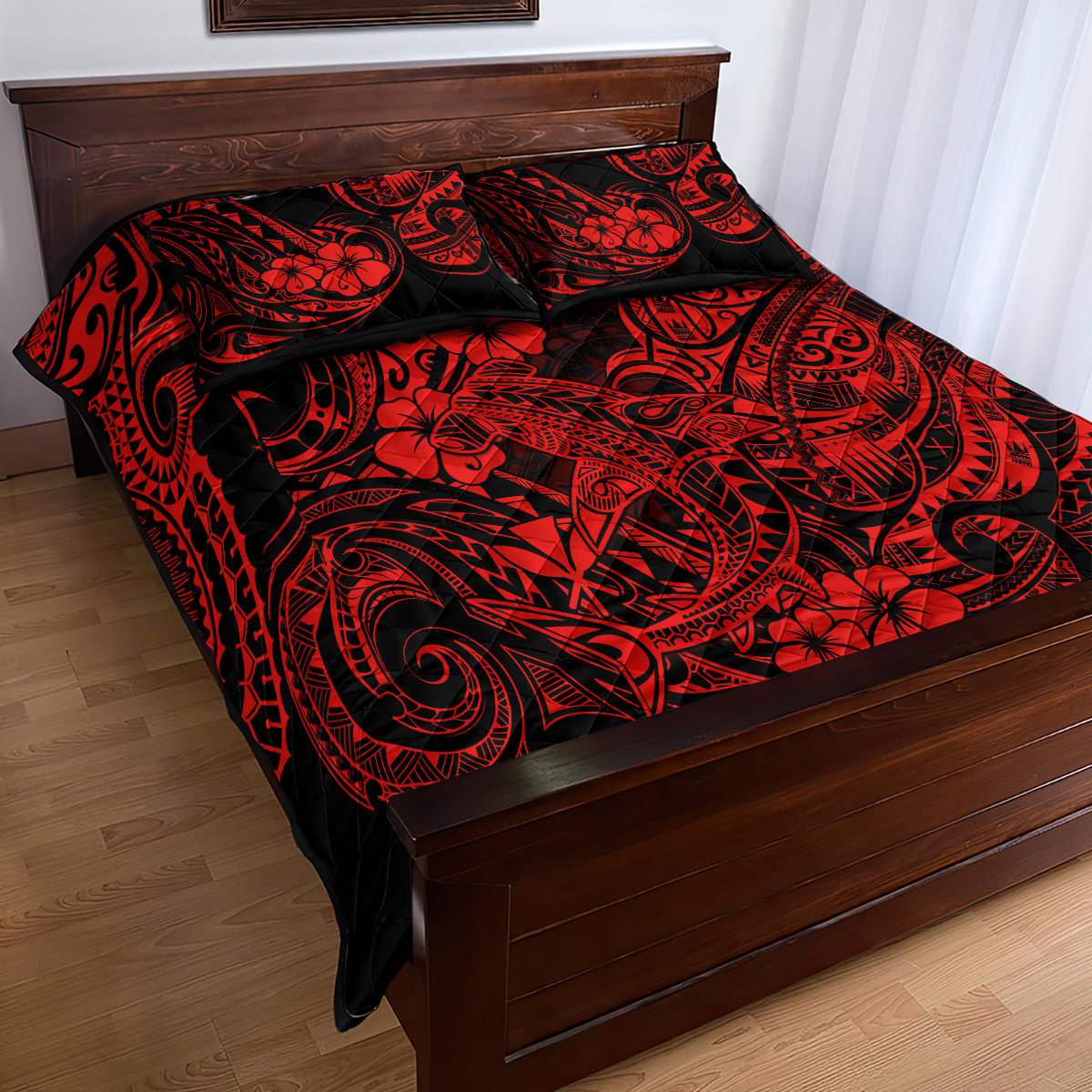 Hawaii Shark Quilt Bed Set Polynesian Pattern Red Version LT01 - Polynesian Pride