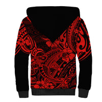 Hawaii Shark Sherpa Hoodie Polynesian Pattern Red Version LT01 - Polynesian Pride