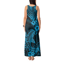Hawaii Shark Tank Maxi Dress Polynesian Pattern Sky Blue Version LT01 - Polynesian Pride