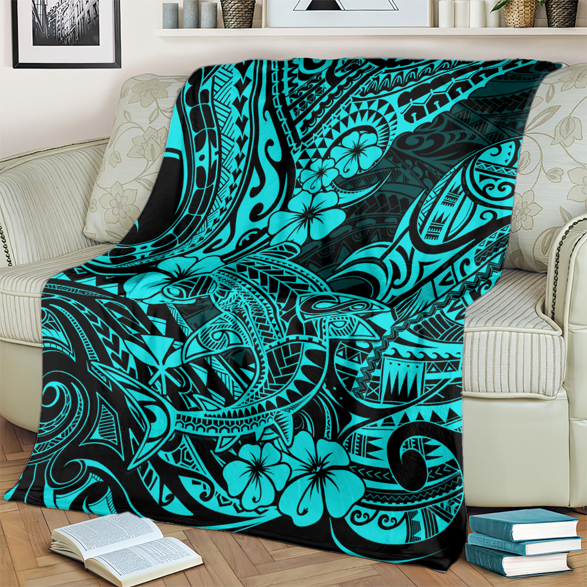 Hawaii Shark Blanket Polynesian Pattern Turquoise Version LT01 - Polynesian Pride