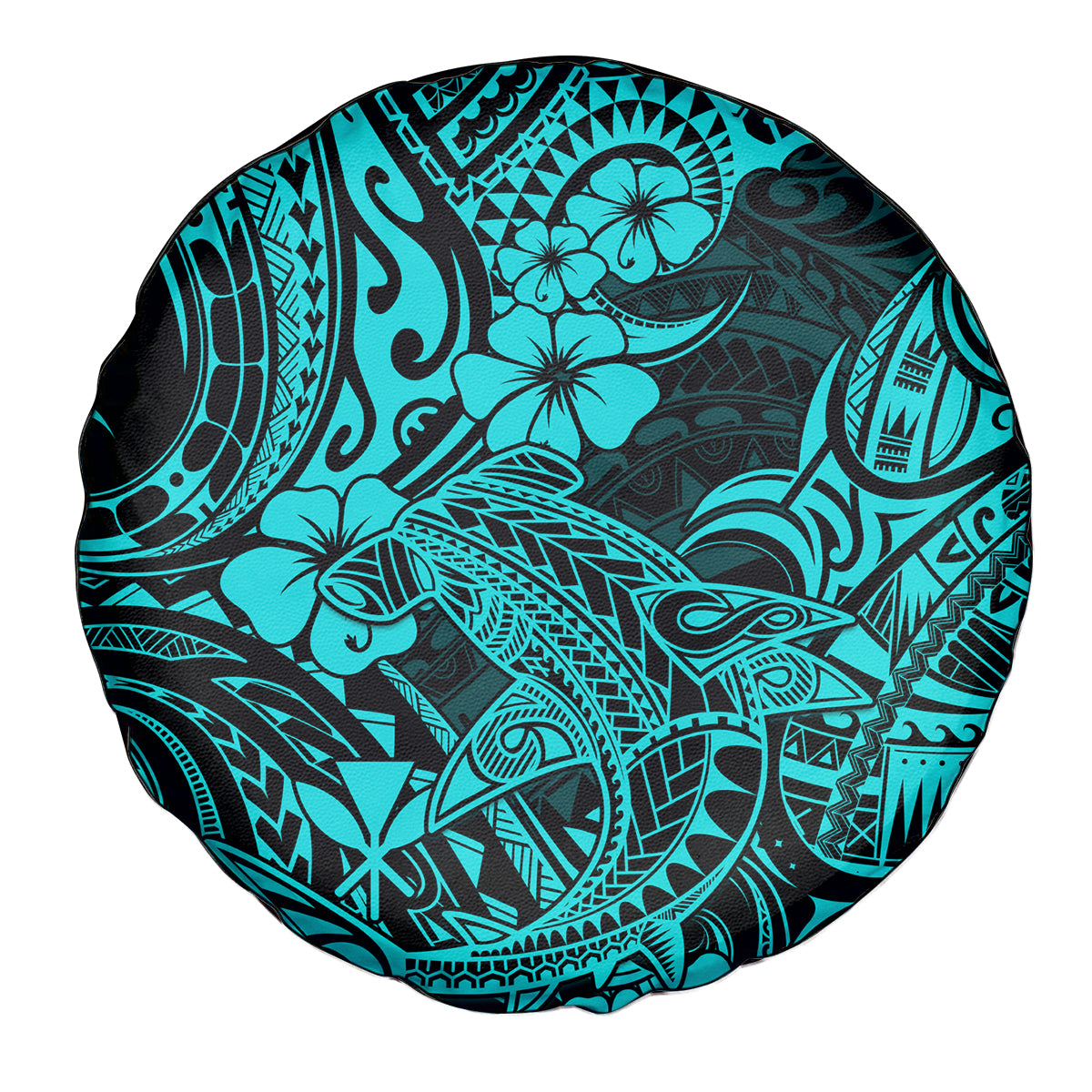 Hawaii Shark Spare Tire Cover Polynesian Pattern Turquoise Version LT01 Turquoise - Polynesian Pride