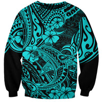 Hawaii Shark Sweatshirt Polynesian Pattern Turquoise Version LT01 Unisex Turquoise - Polynesian Pride