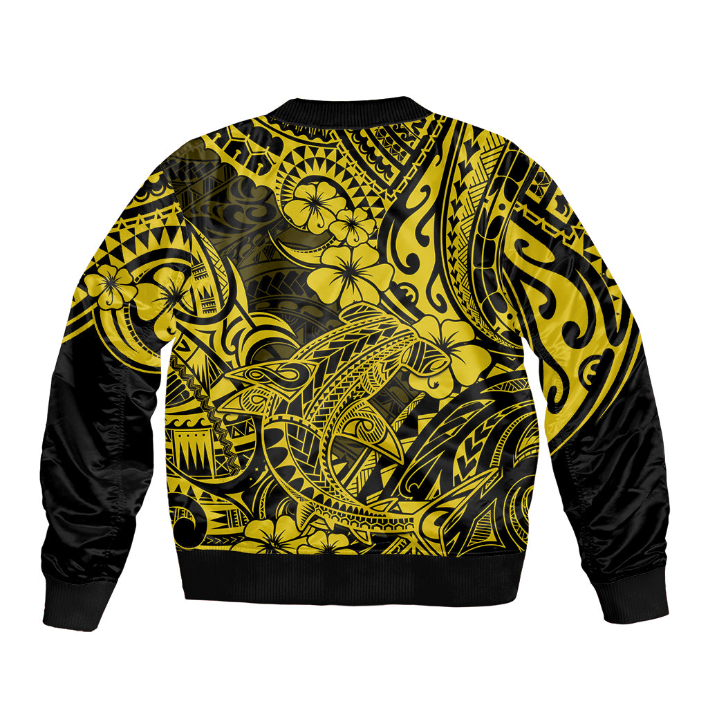 Hawaii Shark Bomber Jacket Polynesian Pattern Yellow Version LT01 - Polynesian Pride