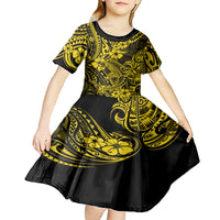Hawaii Shark Kid Short Sleeve Dress Polynesian Pattern Yellow Version LT01 - Polynesian Pride