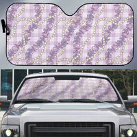 Pua Kalaunu Lei Auto Sun Shade Palaka Pattern LT01 Purple - Polynesian Pride