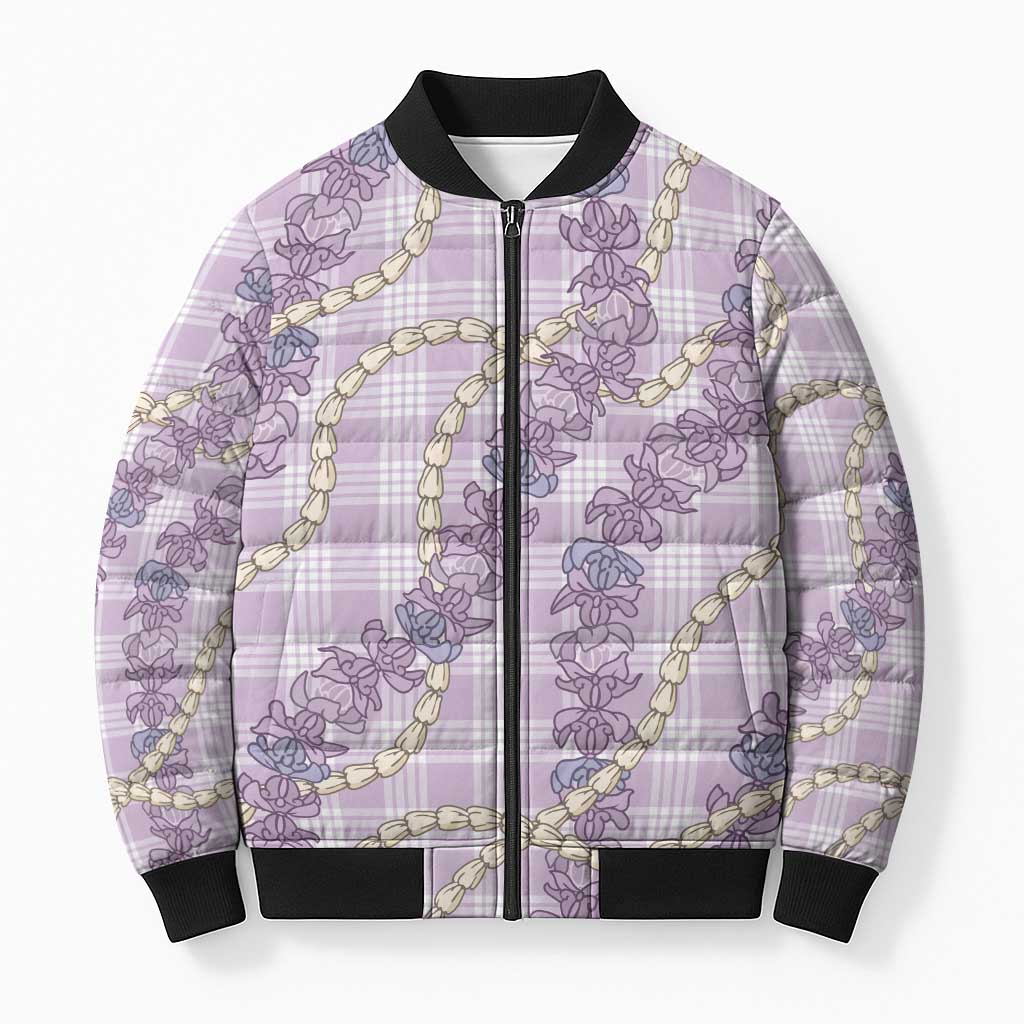Pua Kalaunu Lei Bomber Puffer Jacket Palaka Pattern