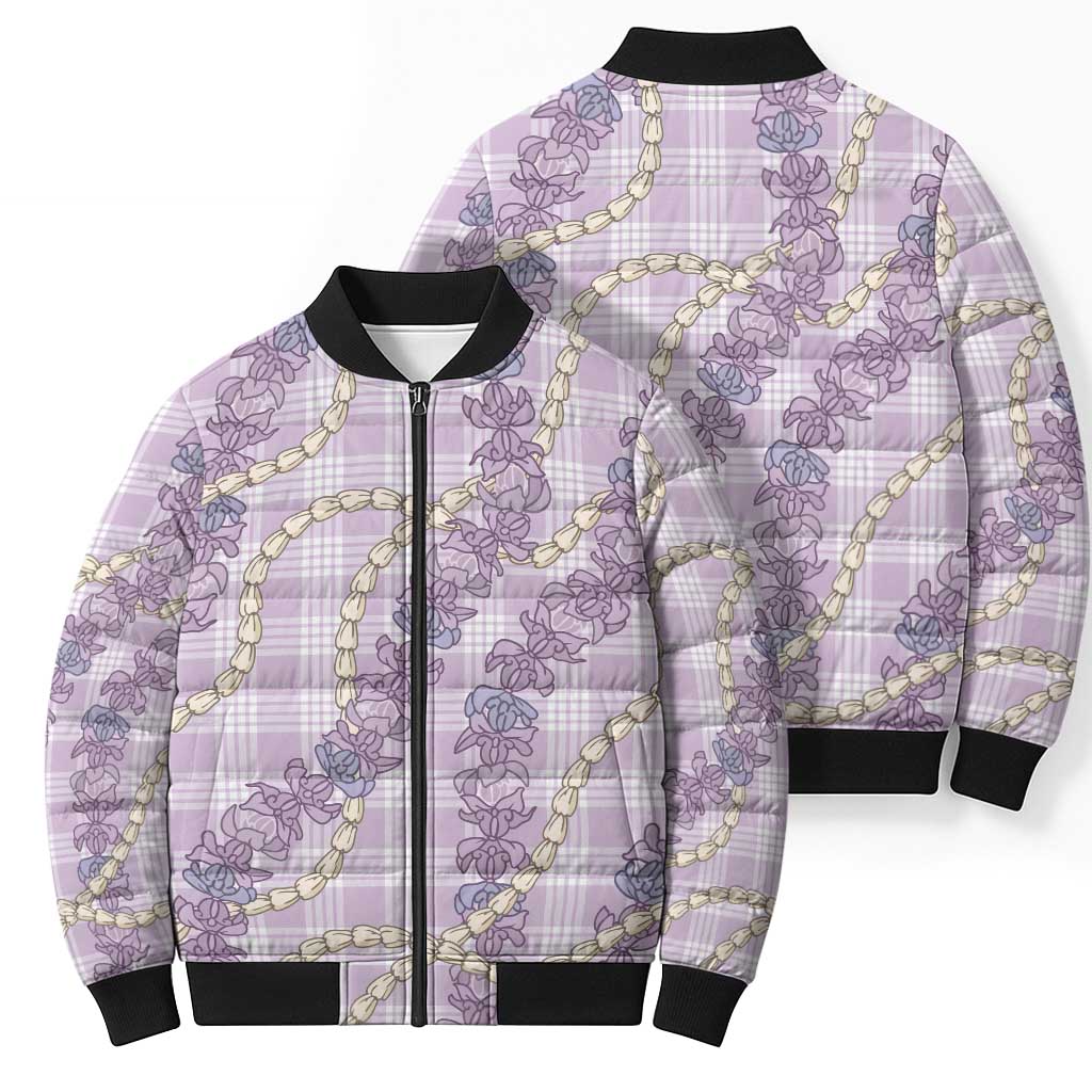 Pua Kalaunu Lei Bomber Puffer Jacket Palaka Pattern