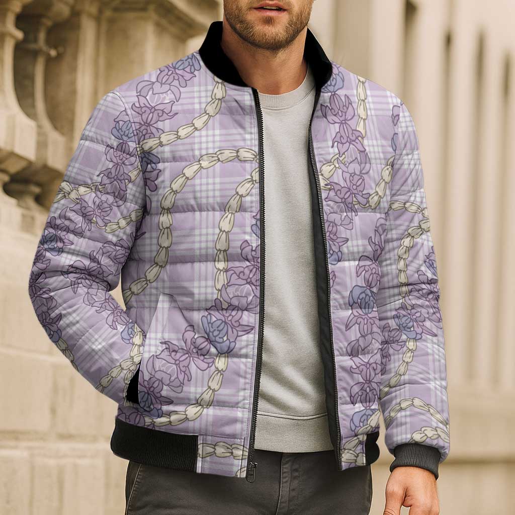 Pua Kalaunu Lei Bomber Puffer Jacket Palaka Pattern