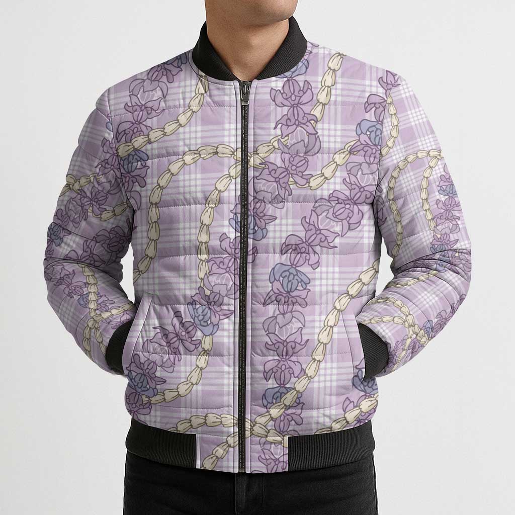 Pua Kalaunu Lei Bomber Puffer Jacket Palaka Pattern