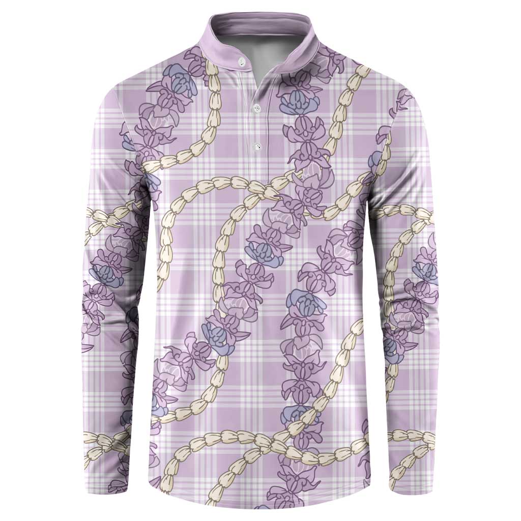 Pua Kalaunu Lei Button Sweatshirt Palaka Pattern LT01 Purple - Polynesian Pride