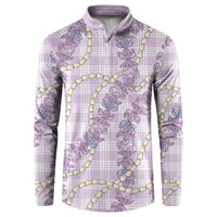 Pua Kalaunu Lei Button Sweatshirt Palaka Pattern LT01 Purple - Polynesian Pride