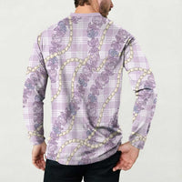 Pua Kalaunu Lei Button Sweatshirt Palaka Pattern LT01 - Polynesian Pride