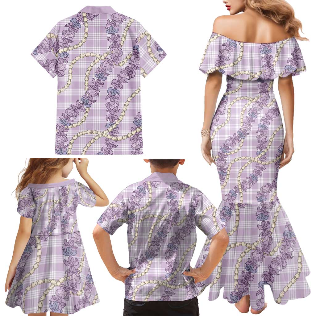 Pua Kalaunu Lei Family Matching Mermaid Dress and Hawaiian Shirt Palaka Pattern LT01 - Polynesian Pride