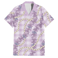 Pua Kalaunu Lei Family Matching Mermaid Dress and Hawaiian Shirt Palaka Pattern LT01 Dad's Shirt - Short Sleeve Purple - Polynesian Pride