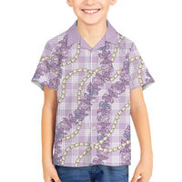 Pua Kalaunu Lei Family Matching Short Sleeve Bodycon Dress and Hawaiian Shirt Palaka Pattern LT01 Son's Shirt Purple - Polynesian Pride